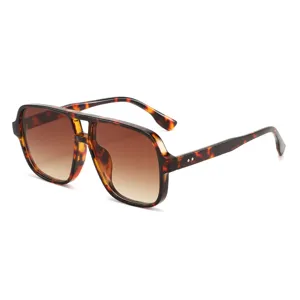 Retro square double bridge aviator sunglasses for women and men fashion outdoor sun protection