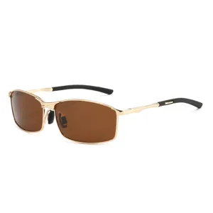 Men's Polarized Metal Square Sunglasses UV Protection Outdoor Driving Sun Glasses