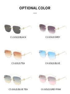 Lunettes de soleil carrées sans monture tendance avec design de serpent unique.