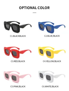 Gafas de sol cuadradas gruesas e hinchadas Y2K para hombres y mujeres, montura moderna.