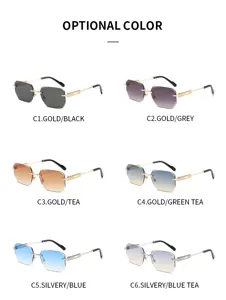 Men polygonal rimless sunglasses vintage fashion metal frame outdoor sun glasses new