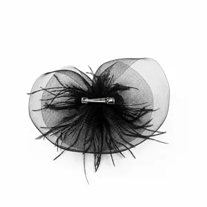 Pince a cheveux en filet de plume noire fascinateur elegant de fete de mariage accessoire pour femmes