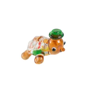 Cute glass turtle figurine mini desktop ornament transparent creative sea animal decor