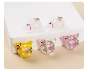 Handmade glass bird beads polka dot lampwork charms for DIY jewelry making bracelets.
