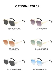 Gafas de sol cuadradas de doble puente metálico, estilo retro de moda con protección UV.