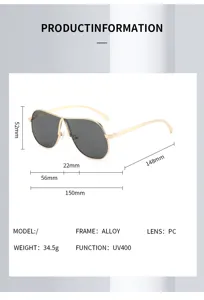 Klassische Metall Piloten Sonnenbrille fuer Damen mit UV400 Schutz und leichtem Metallrahmen.