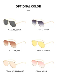 Grosse metall aviator sonnenbrille fuer damen, modische retro mehrfarbige sonnenbrillen.