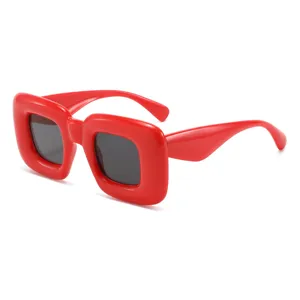 Gafas de sol infladas de burbuja Y2K estilo europeo americano gafas cuadradas divertidas