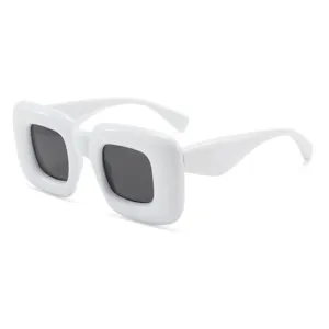 Gafas de sol cuadradas Y2K de moda para mujer y hombre, montura gruesa blanca elegante.