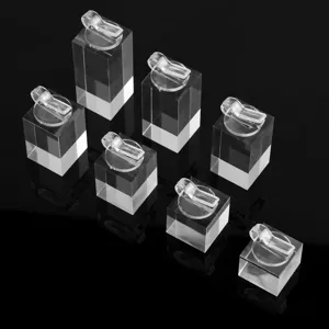 Set de présentoirs de bague en acrylique transparent, supports de bijoux multi-hauteurs.