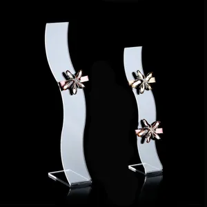 Acrylic S-Shape Hair Clip Display Stand Transparent Black Jewelry Organizer Hairpin Storage Rack Holder Showcase