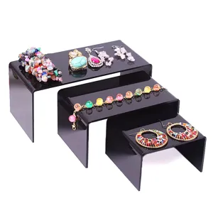 Transparant Acryl Sieraden Display Standaard 3-Laags Opbergbak Vitrine Organizer voor Ketting Ring Oorbel Winkel Woondecoratie