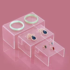 Transparante acryl display standaards getrapte sieradenhouder voor ringen kettingen
