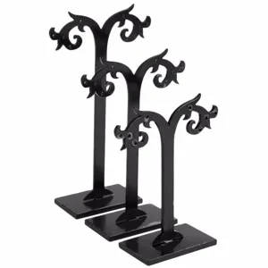 Ensemble de 3 présentoirs de boucles d'oreilles noirs support de bijoux pour vitrine et maison.