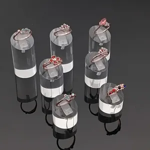 Transparent Acrylic Ring Display Stand Slanted Cylinder Jewelry Holder Ring Storage Organizer Stand For Showcase Display