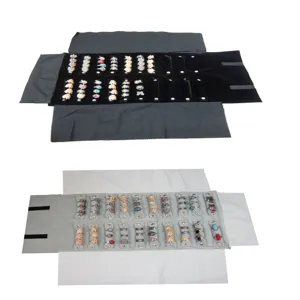 Draagbare Fluwelen Sieraden Roltas Reizen Sieraden Organizer Opbergtas Etui Voor Ringen Oorbellen Display