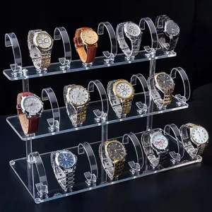 Soporte de Exhibición de Reloj de Acrílico Organizador de Pulseras de Múltiples Niveles para Vitrina de Tienda Almacenamiento de Joyas en el Hogar