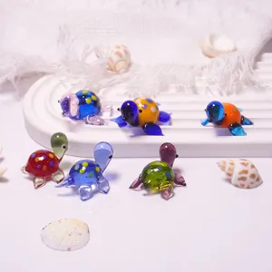 Colorful glass turtle figurines for DIY aquarium micro landscape miniature decoration setup