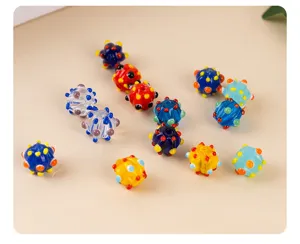 Colorful glass polka dot beads detail shot for DIY handmade bracelet and earrings making
