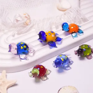 Colorful Glass Sea Turtle Figurine Aquarium DIY Micro Landscape Decorative Ornament Set