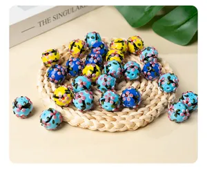 Handmade colorful glass flower beads for DIY jewelry making, beautiful round loose beads for bracelets.