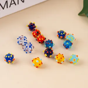 Colorful dotted glass beads for DIY bracelet earrings crafting main product display