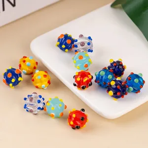Colorful glass dotted round loose beads for DIY handmade jewelry crafting bracelets earrings making