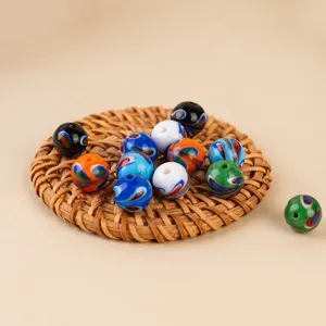 Colorful glass beads for DIY jewelry making, handmade marbled loose beads for bracelets.
