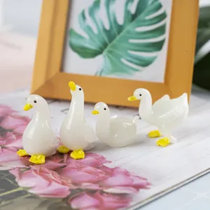 Japanese Style Cute Little White Duck Glass Ornament Desktop Decor Creative Animal Figurine Home Decoration Craft