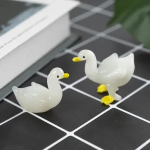 Cute white glass duck figurines desktop ornament creative animal home decor set of two