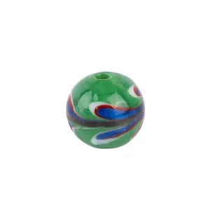 Handmade phoenix tail glass bead loose DIY jewelry accessory round colorful lampwork bead.