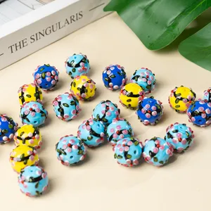 Handmade glass beads lampwork floral loose beads for DIY jewelry making bracelet necklace earrings.