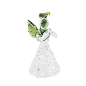 Glass angel figurine cute small ornament home decor clear green minimalist gift table display