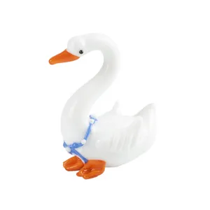 Handmade glass white duck figurine cute animal desktop car ornament cute home decor item