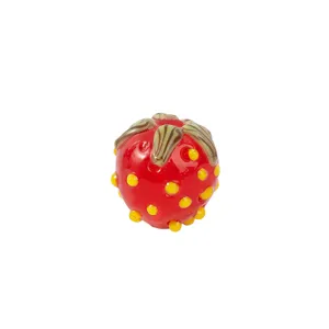 Handmade lampwork glass strawberry bead cute loose beads for DIY jewelry making bracelet phone charm