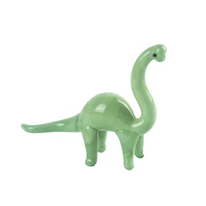 Green glass dinosaur figurine cute animal ornament for home desktop decor clear glass toy