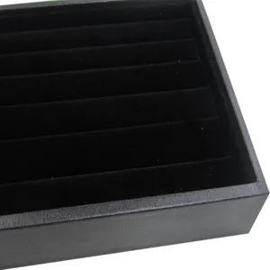 Black velvet ring display tray insert jewelry organizer for showcase retail display stand