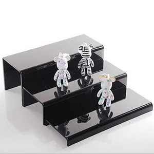 Présentoir Acrylique Transparent Noir Support à Bijoux Étagère à Gradins Organisateur pour Bague Montre Chaussure