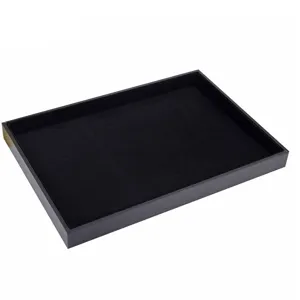 Black velvet jewelry display tray for rings earrings and bracelets storage organizer.
