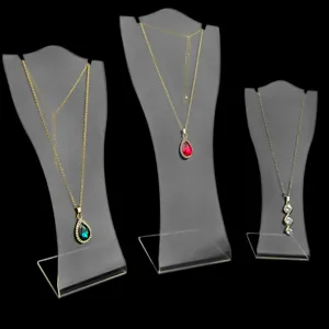 Ensemble de présentoirs de collier en acrylique transparent porte-bijoux pour vitrine de magasin