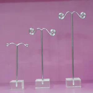Présentoir de Boucles d'Oreilles en Acrylique et Métal Support Organisateur de Bijoux en Forme de T pour Clous Vitrine Maison
