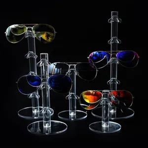Clear acrylic sunglasses display stand multi-layer eyewear holder retail shop fixture