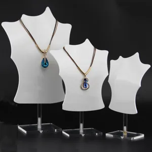 Acrylic Necklace Display Stand 3-Piece Set Mannequin Jewelry Holder Organizer Showcase For Retail Store Home Decor