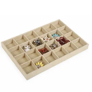 Jute Schmuckausstellung Tablett Mehrfachfächer Aufbewahrungsbox für Ringe Ohrringe.