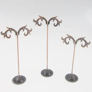 Vintage copper metal earring display stand set of 3 for jewelry retail store showcase