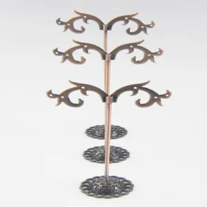 3-piece metal earring display stand retro bronze jewelry organizer holder rack for retail.