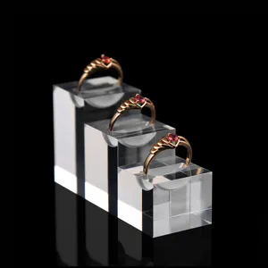 Clear Acrylic Ring Display Stand 3-Tier Transparent Jewelry Holder for Ring Storage