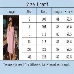 Detailed size chart and measurement guide for women's loose casual shirt, check dimensions.