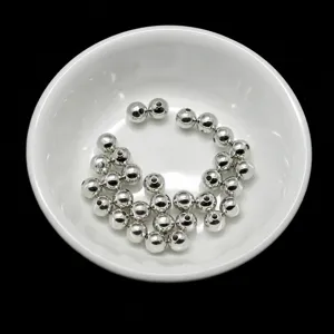 Latón Cuentas Redondas Lisas Abalorios Sueltos Galvanizado Oro Plata Color Metal Fabricación de Joyas Manualidades