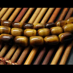 Natural Tigers Eye Stone Loose Beads Barrel Drum Shape DIY Jewelry Making Accessories Gemstone Beaded Craft Supplies